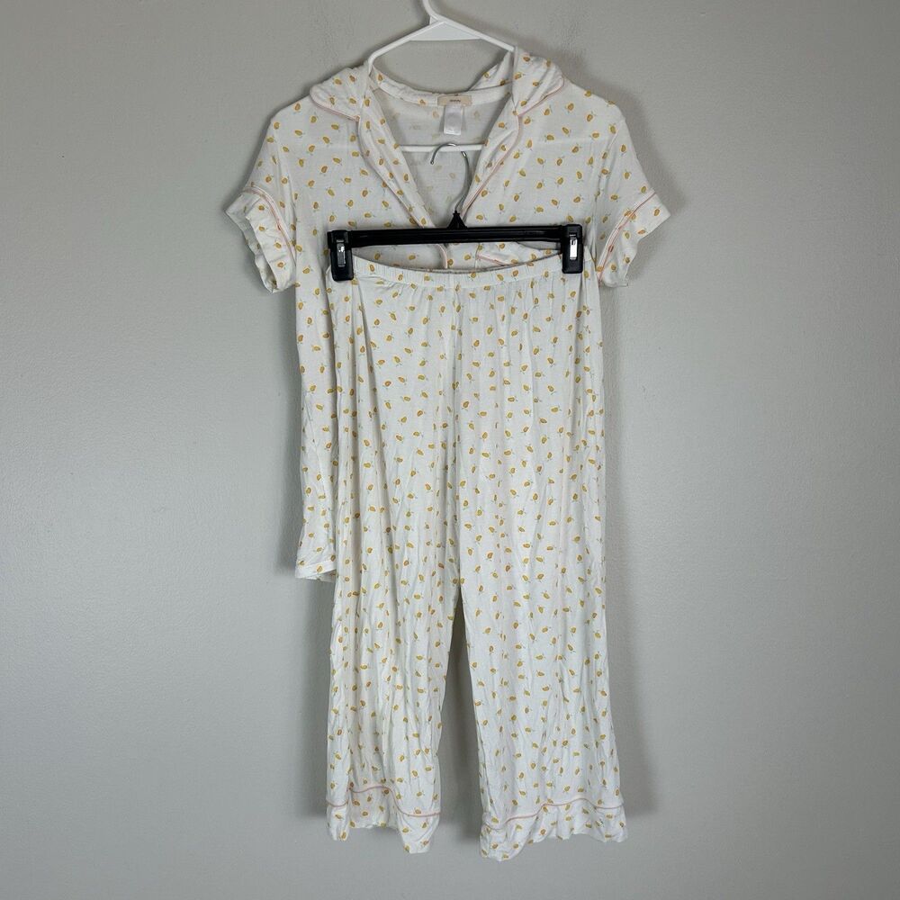 Eberjey XS Gisele Sleep Set Pajamas Giving Pj Crop Pants Shirt Fruit Mango Melon